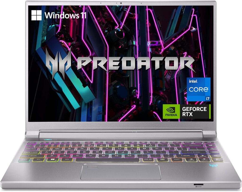 Acer Predator Triton 14 Gaming/Creator Laptop | 13th Gen Intel i7-13700H | NVIDIA GeForce RTX 4070 | 14 Mini LED 250Hz G-SYNC Display | 16GB LPDDR5 | 1TB PCIe Gen4 SSD |WiFi 6E | PT14-51-7979, Silver
