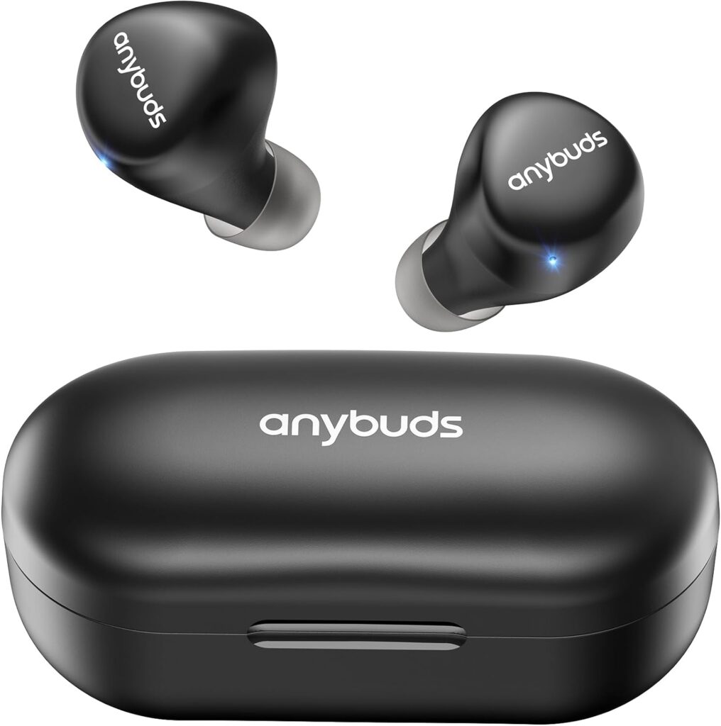 Anybuds True Wireless Earbuds Bluetooth 5.3 Waterproof Ear Buds CD-Quality Sound 35H Playback Built-in Mic Long Distance Connection in-Ear Wireless Earphones for Sports with Shocking Bass Effect