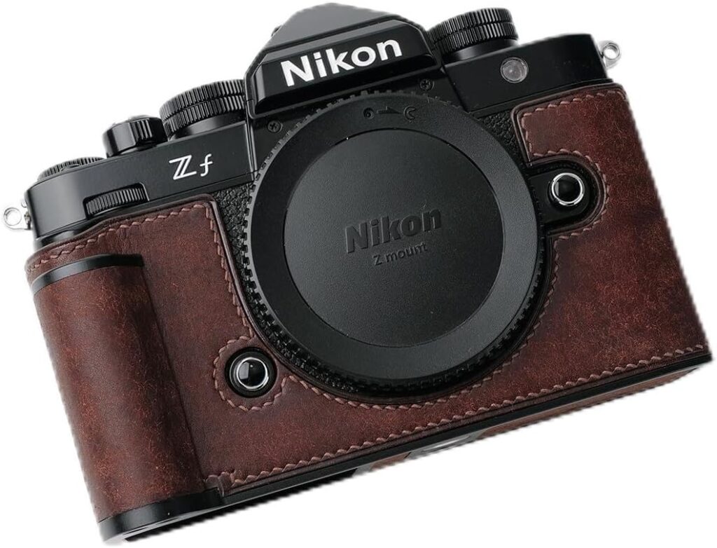 Camera Specialized Genuine Leather Half Case for Nikon Zf - Top Layer Cowhide Body + Metal Base Plate + Hand Shank 3-in-1 Design (Retro Coffee)