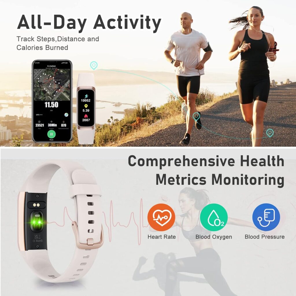 Fitness Tracker with Step Counter/Calories/Stopwatch, Activity Tracker, Health Tracker with Heart Rate Tracker, Sleep Tracker,1.10AMOLED Touch Color Screen, Pedometer Watch for Women Men Kids