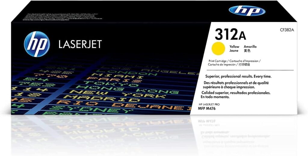 Genuine HP 312A Toner Cartridges (CF380A, CF381A, CF382A, CF383A) Works with HP Laserjet Printers Color Pro MFP M476 Series - 4 Pack ( Black, Cyan, Yellow, Magenta)