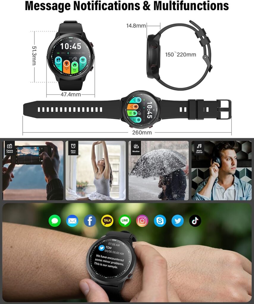 GPS Smart Watch for Men Women, Rugged Outdoor Watch with GPS and Compass, Fitness Tracker with Heart Rate Blood Oxygen Sleep Monitor, IP68 Waterproof, 1.32 Touch Screen, Compatible Android iOS iPhone
