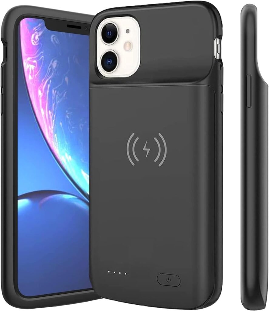 HUGUODONG Battery Case for iPhone 11(6.1 inch), 8000mAh,Qi Wireless Charging,Slim Portable Protective Extended Charger Cover with Wireless Charging Compatible with iPhone 11
