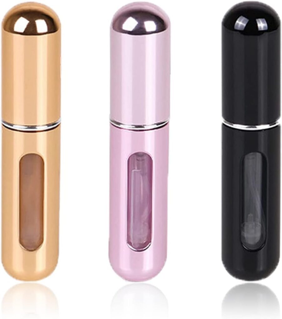 KAYZON Travel Mini Perfume Refillable Atomizer Container, Portable Perfume Scent Pump Case Fragrance Empty Spray Bottle for Traveling and Outgoing (3 Pack, 5ml) (3 Pcs)