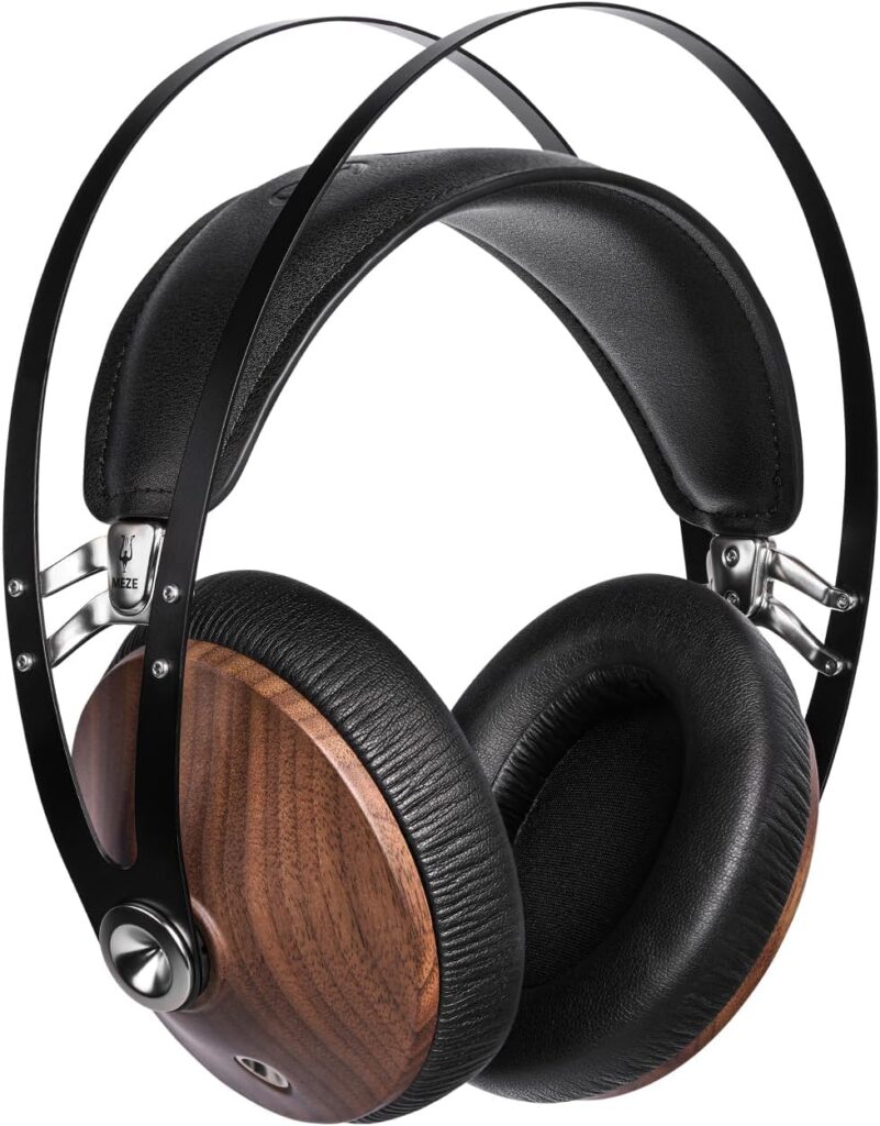 Meze 99 Classics Walnut Gold | Wired Over-Ear Headphones with Mic and Self Adjustable Headband | Classic Wooden Closed-Back Headset for Audiophiles