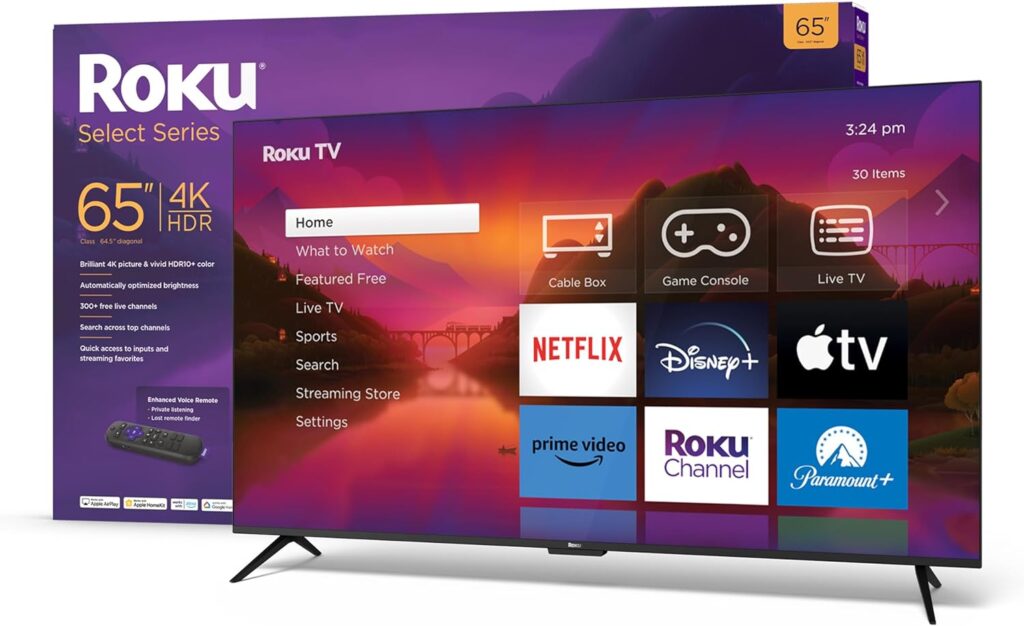 Roku 43 Select Series 4K HDR Smart RokuTV with Enhanced Voice Remote, Brilliant 4K Picture, Automatic Brightness, and Seamless Streaming