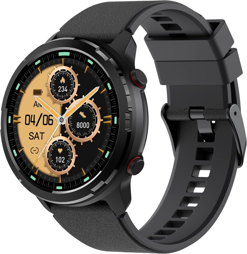 SKG Smart Watch,Rugged Outdoor Watch with GPS, Fitness Tracker with Heart Rate, SpO2, Sleep Monitor, IP68 Waterproof, Multi-Sports, 3-Axis Compass,Blood Oxygen,1.32Screen Android iOS,Gift,V9C