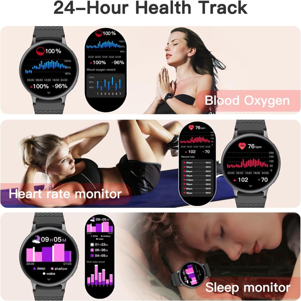 Smart Watch (Answer/Make Call), Smartwatch Fitness Tracker for Android and iOS Phones with Heart Rate Sleep Tracking, Multi Sport Modes, Blood Oxygen, Ai Voice Control,Fitness Watch for Women Men