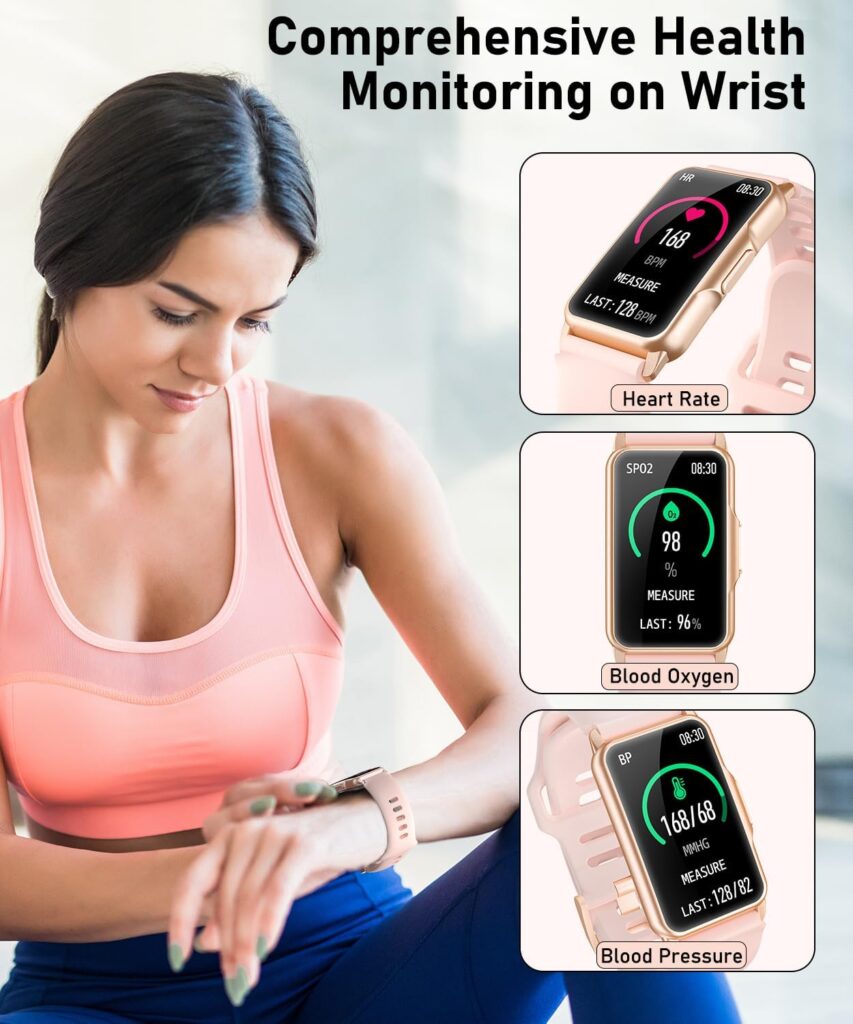 Smart Watch Fitness Tracker 120 Sports Modes Heart Rate Blood Pressure Blood Oxygen Monitor Sleep Tracker Step Calorie Counter IP68 Waterproof Health Activity Tracker for Andriod iPhone Women Men