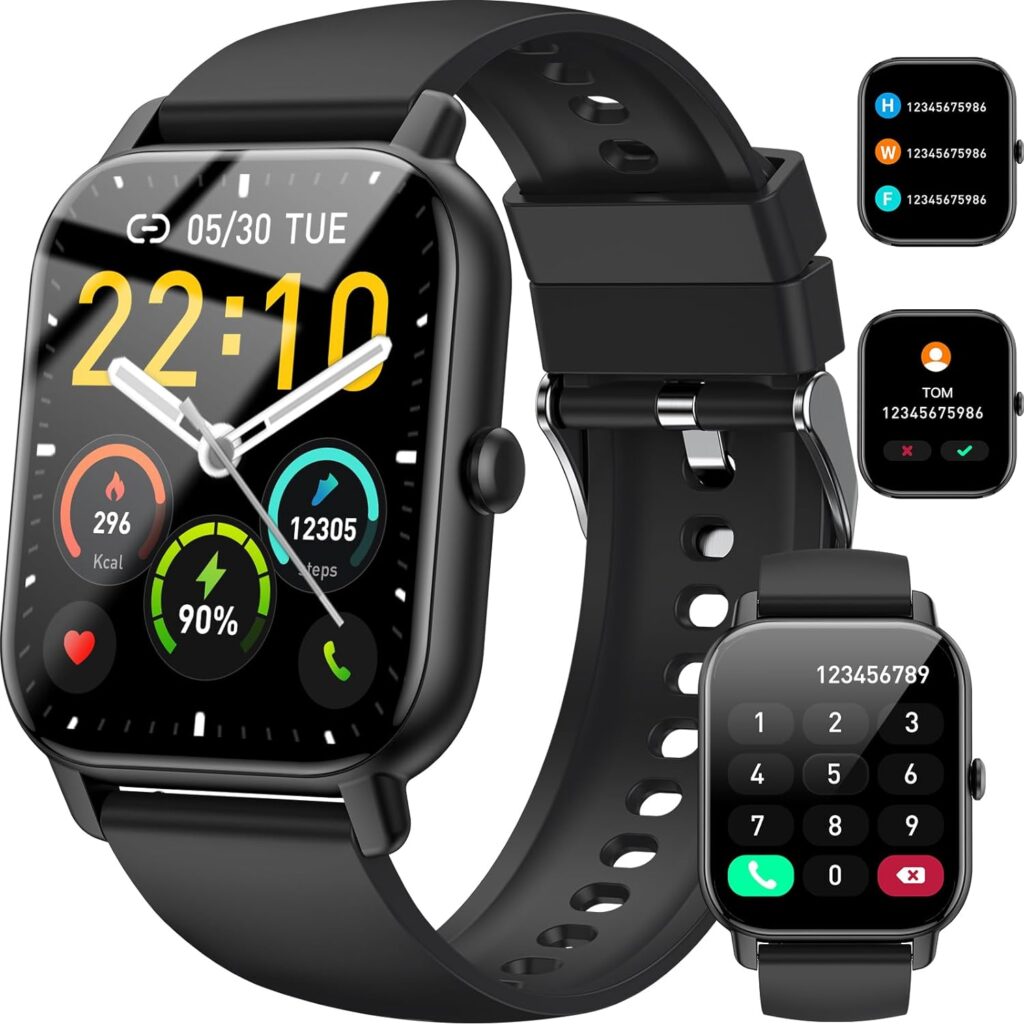 Smart Watch(Answer/Make Call), 1.85 Smartwatch for Men Women IP68 Waterproof, 100+ Sport Modes Fitness Activity Tracker, Heart Rate Sleep Monitor, Pedometer, Smart Watches for Android iOS, 2023
