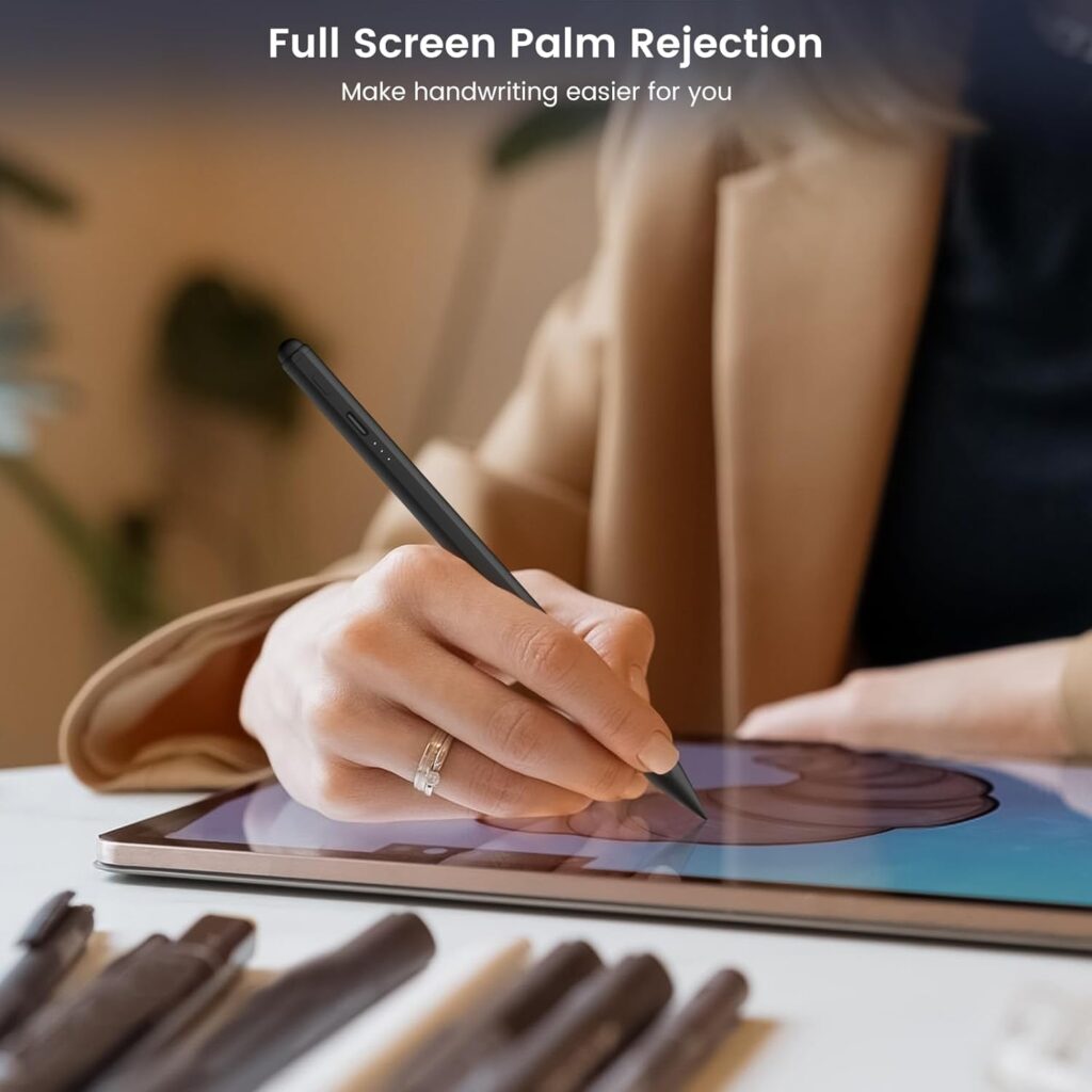 Stylus Pen for iPad, Dual-Tip 13 mins Fast Charge Apple iPad 10th Generation Pencil, Palm Rejection, Tilt Sensitivity, Compatible w/iPad Pro 11/12.9in, iPad 6/7/8/9/10, iPad Air 3/4/5, iPad Mini 5/6