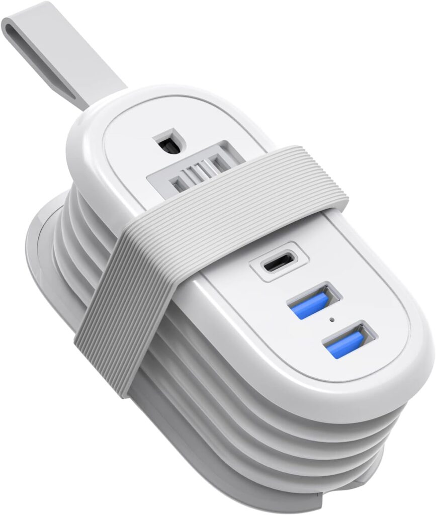Travel Accessories BEVA Travel Power Strip with USB C Ports, Non Surge Protector Portable Outlet with 4FT Travel Extension Cord, 2 Outlets 3 USB Ports(1 USB C), Cruise Travel Essentials