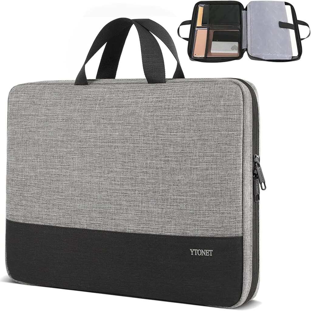 Ytonet Laptop Case, 15.6 inch TSA Laptop Bag Laptop Sleeve Water Resistant Durable Computer Case Laptop Carrying Case Compatible for Lenovo, HP, Dell, Asus Notebook, Gifts for Men Women, Grey